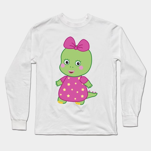 Daisy Dinosaur - Cute little dinosaur Long Sleeve T-Shirt by Dinos Friends